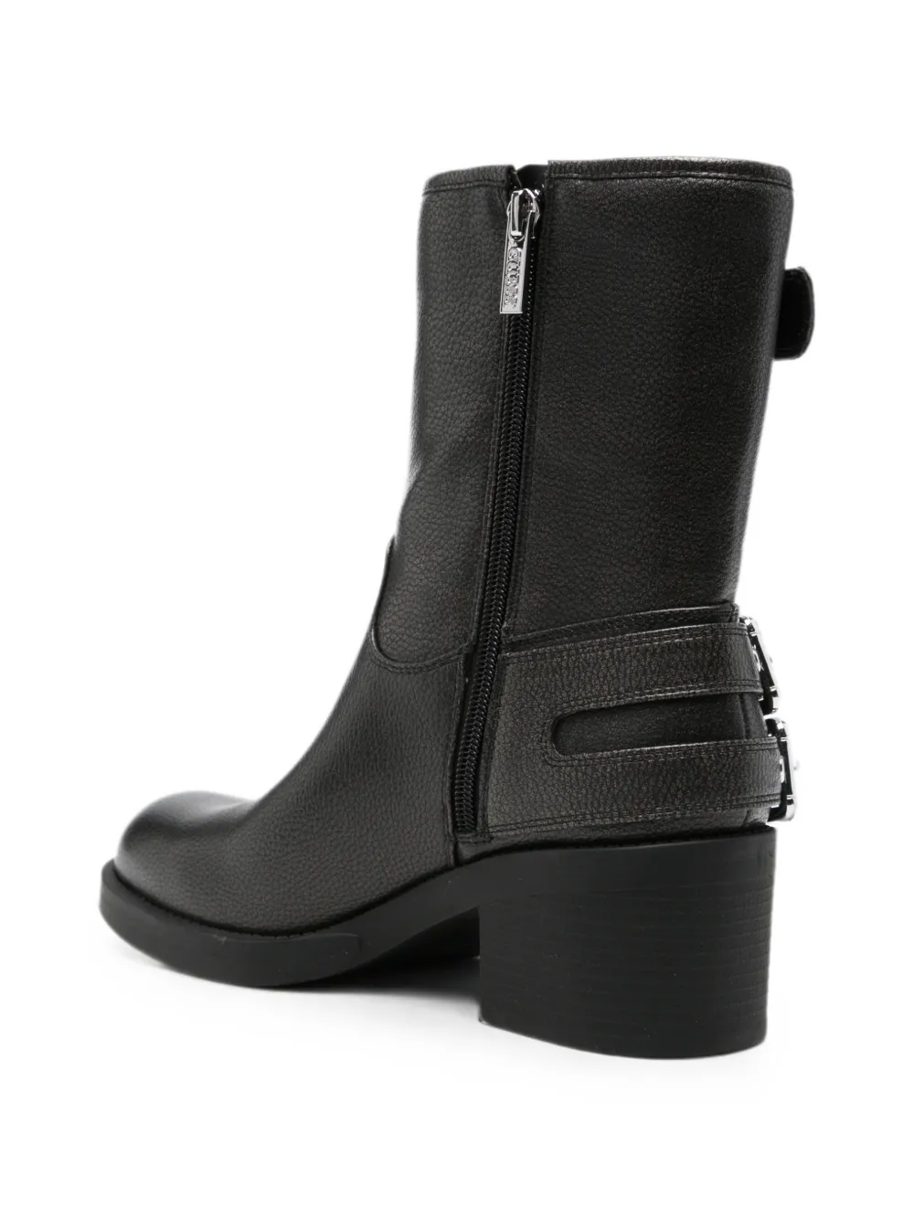 GUESS USA buckle-detail leather boots Zwart