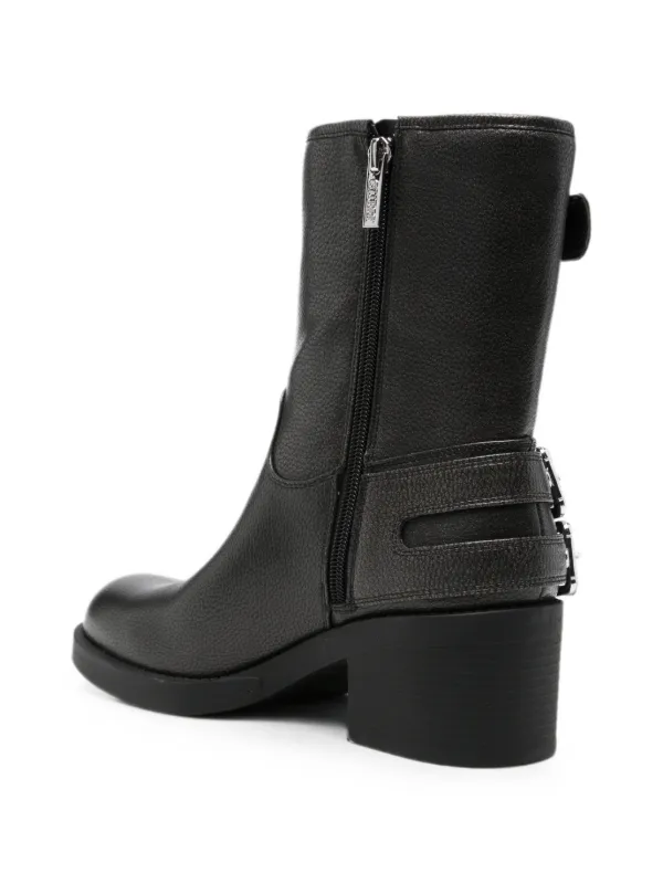 GUESS USA buckle-detail Leather Boots | Black | FARFETCH
