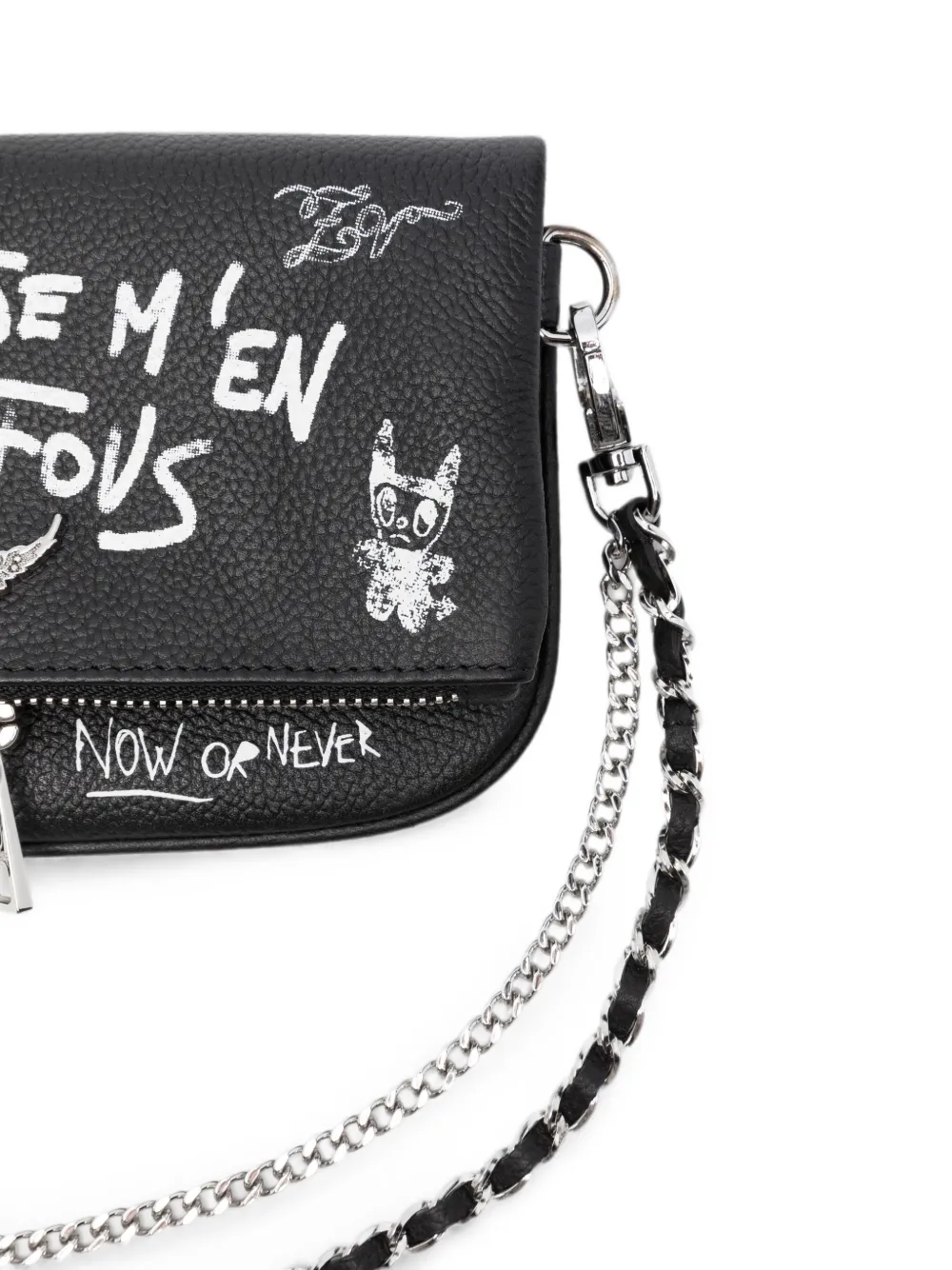 Zadig&Voltaire Rock clutch met graffiti-print Zwart