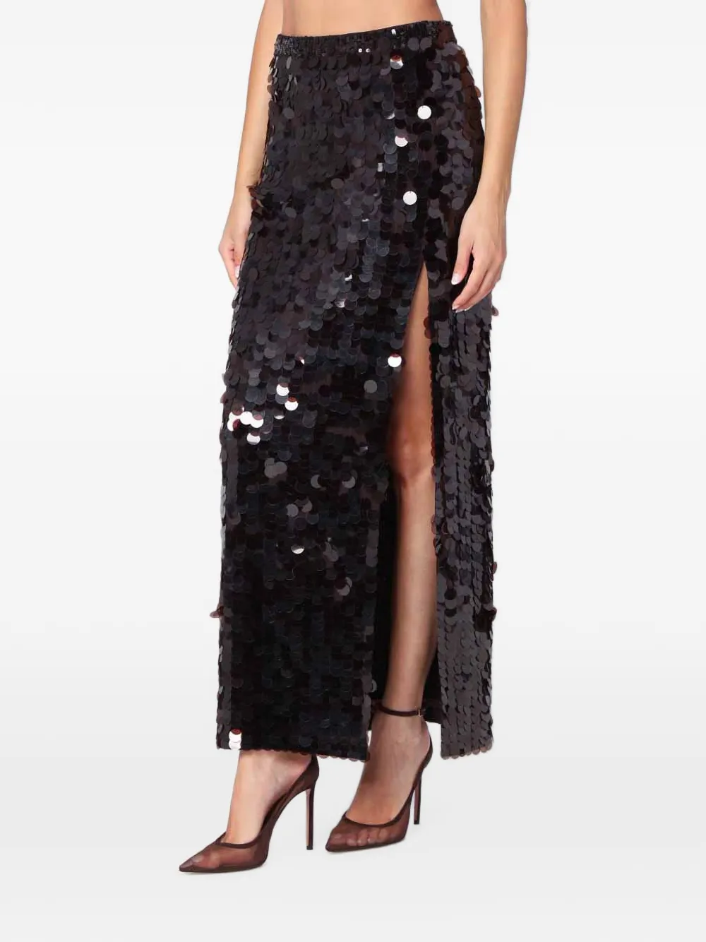 P.A.R.O.S.H. sequin-embellished maxi skirt - Marrone