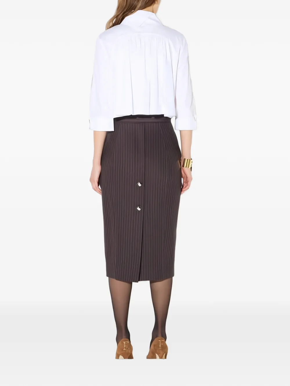 Elisabetta Franchi Cropped blouse met gesmockte neus Wit