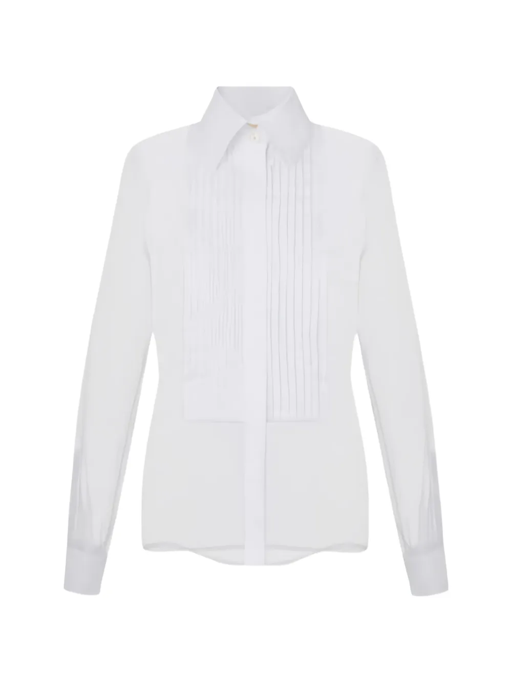 Elisabetta Franchi sheer pleated-bib shirt - White