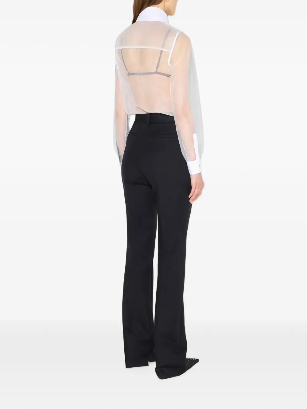 Elisabetta Franchi Doorzichtige blouse met plooien Wit