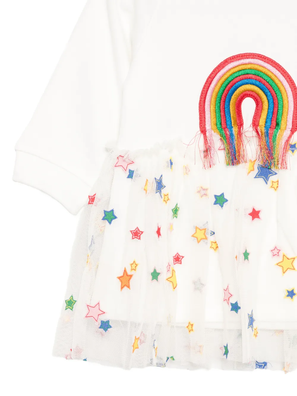 Stella McCartney Kids Jurk met regenboogpatch en sterprint Wit