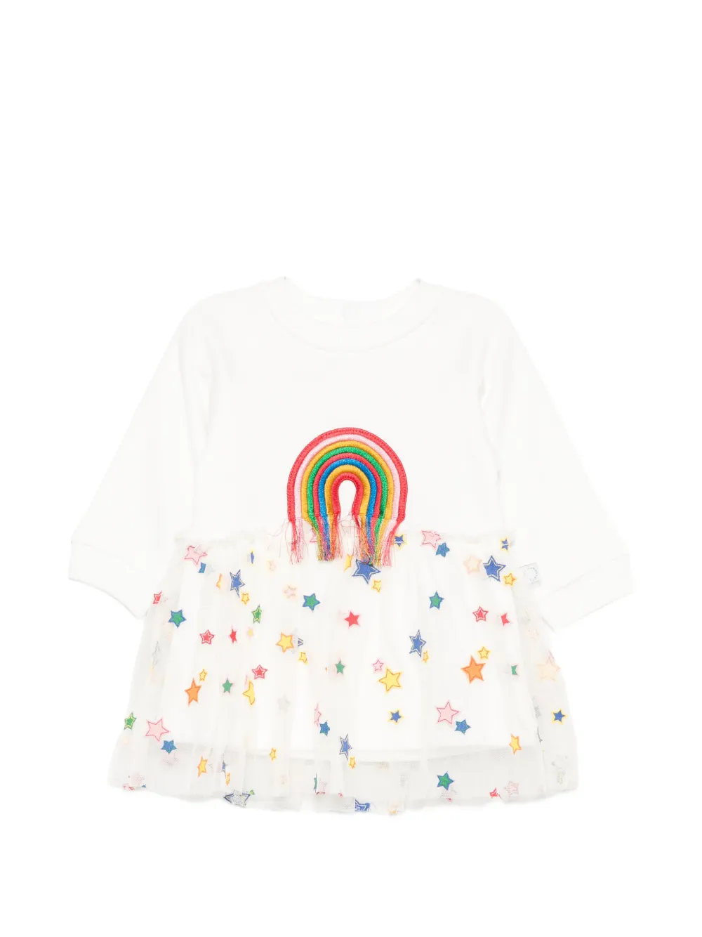 Stella McCartney Kids rainbow-patch star-print dress - Bianco