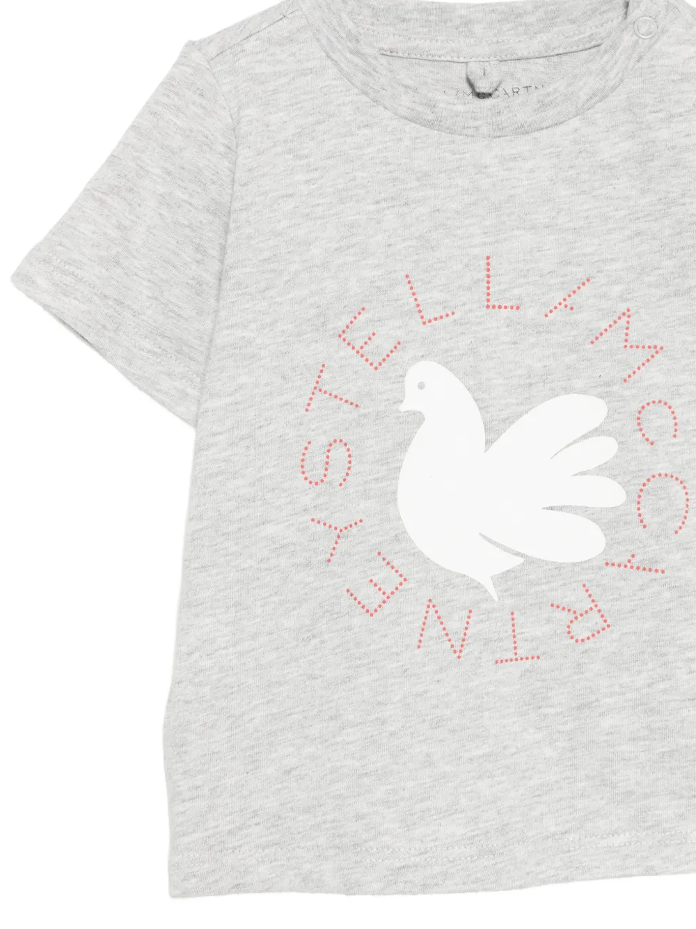 Stella McCartney Kids T-shirt met duif-print en logo-detail Grijs