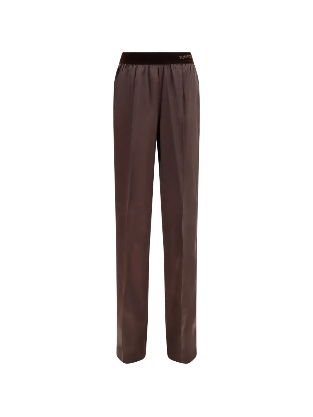 TOM FORD logo-waistband silk trousers - Brown