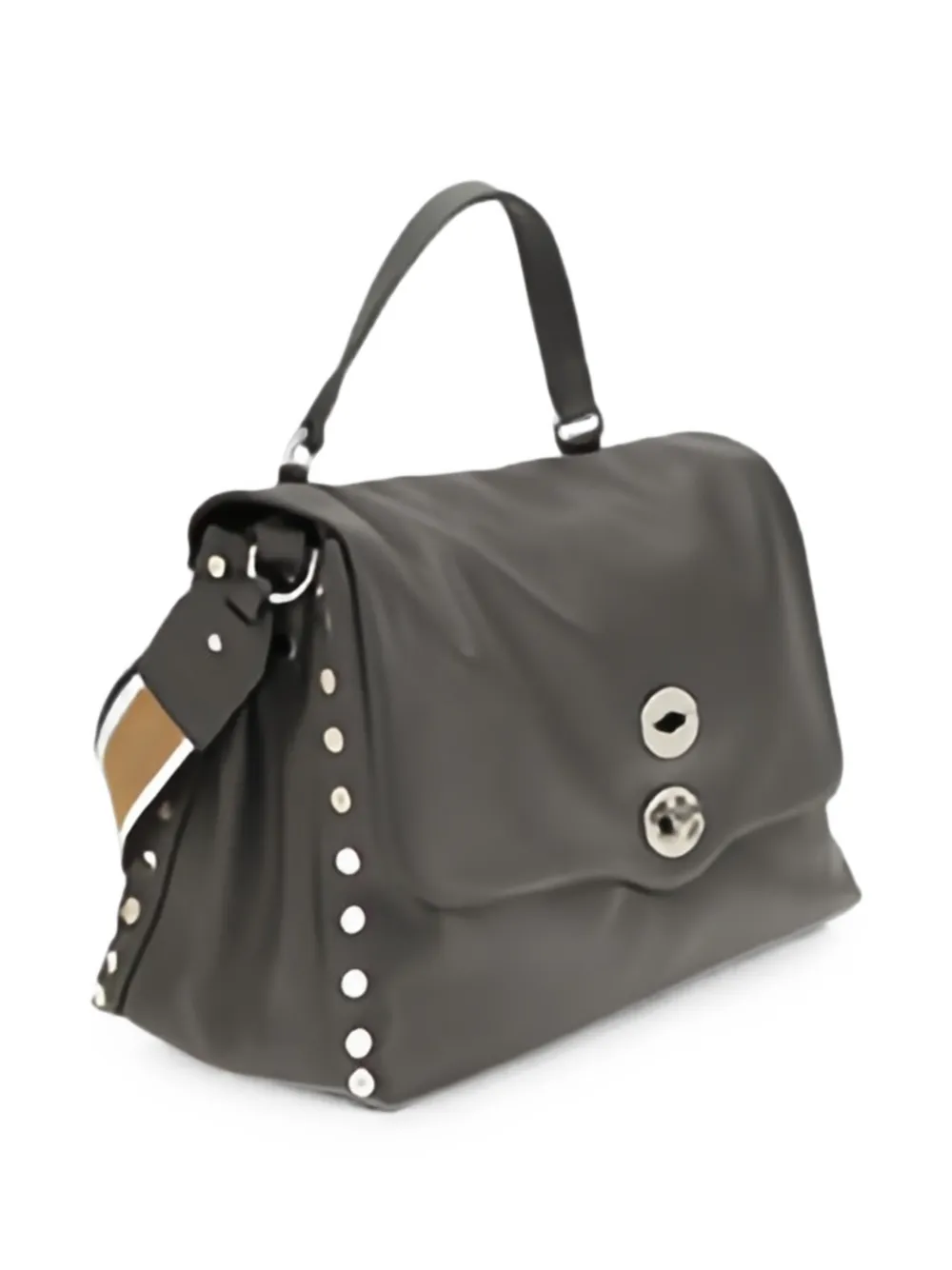 Zanellato Postina Daily leren medium shopper met studs Grijs
