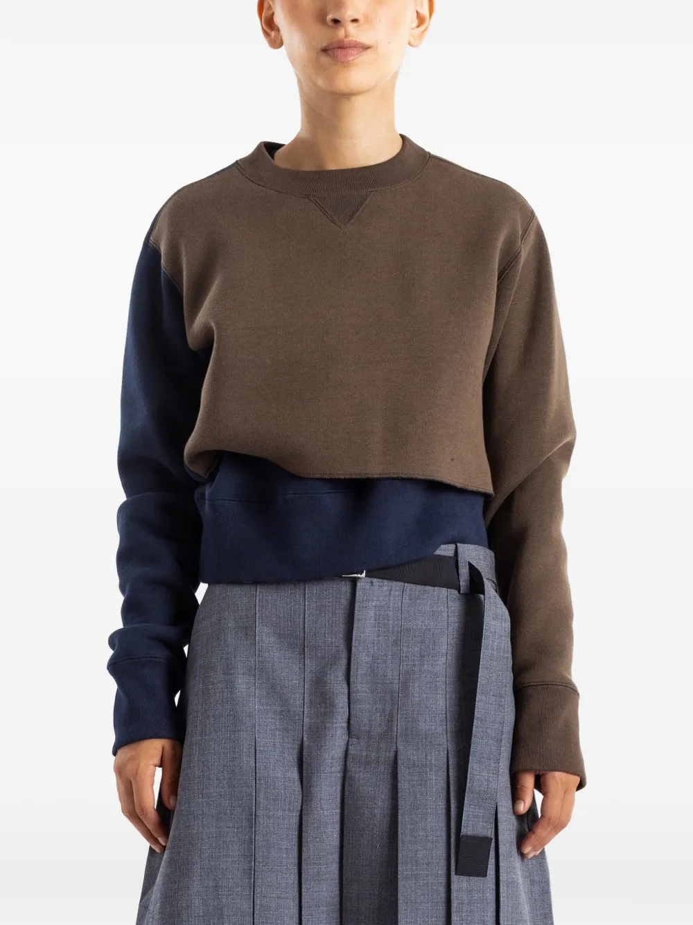 sacai layered sweatshirt - Braun