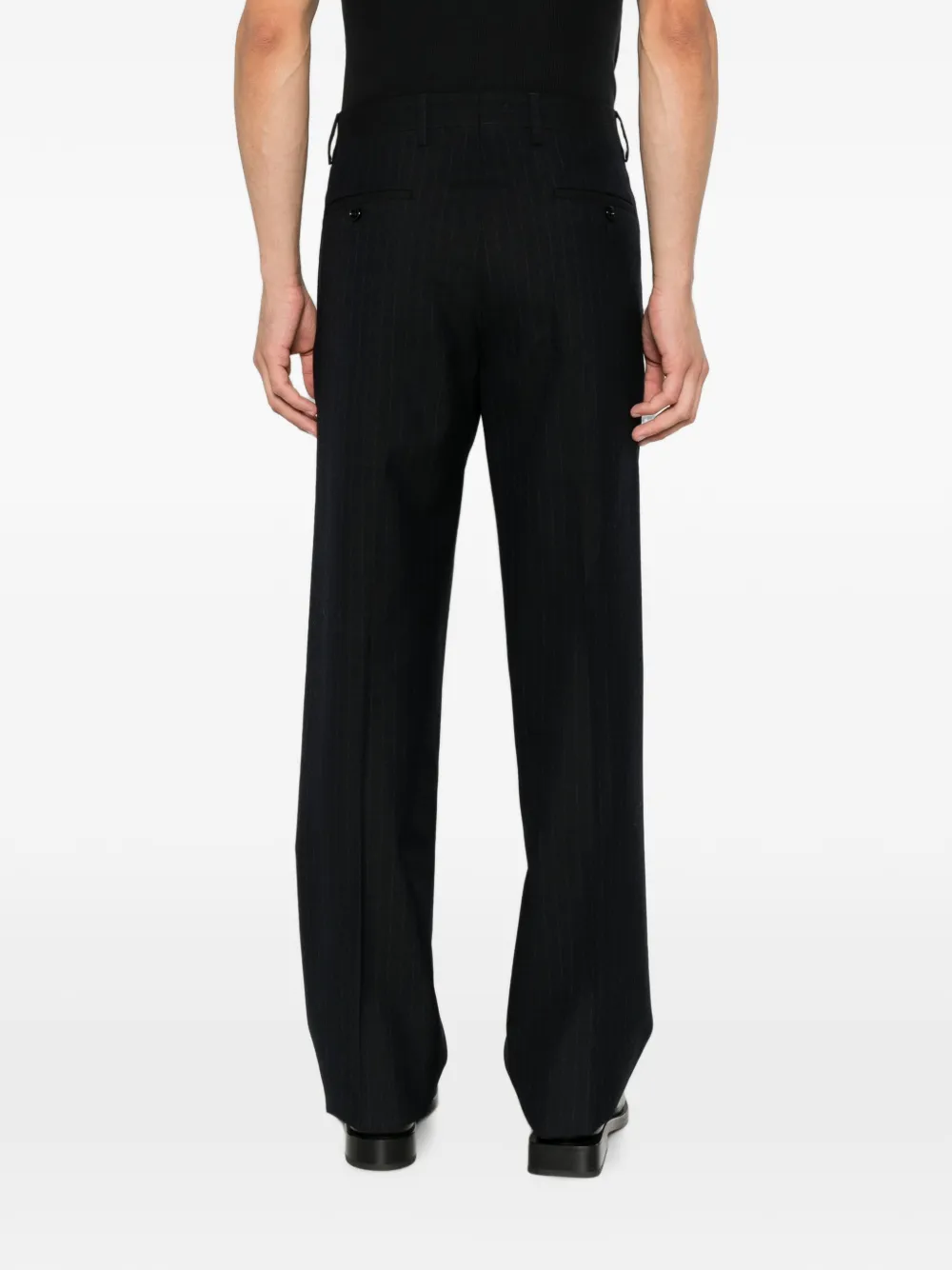 Lardini Geplooide pantalon met krijtstreep Zwart