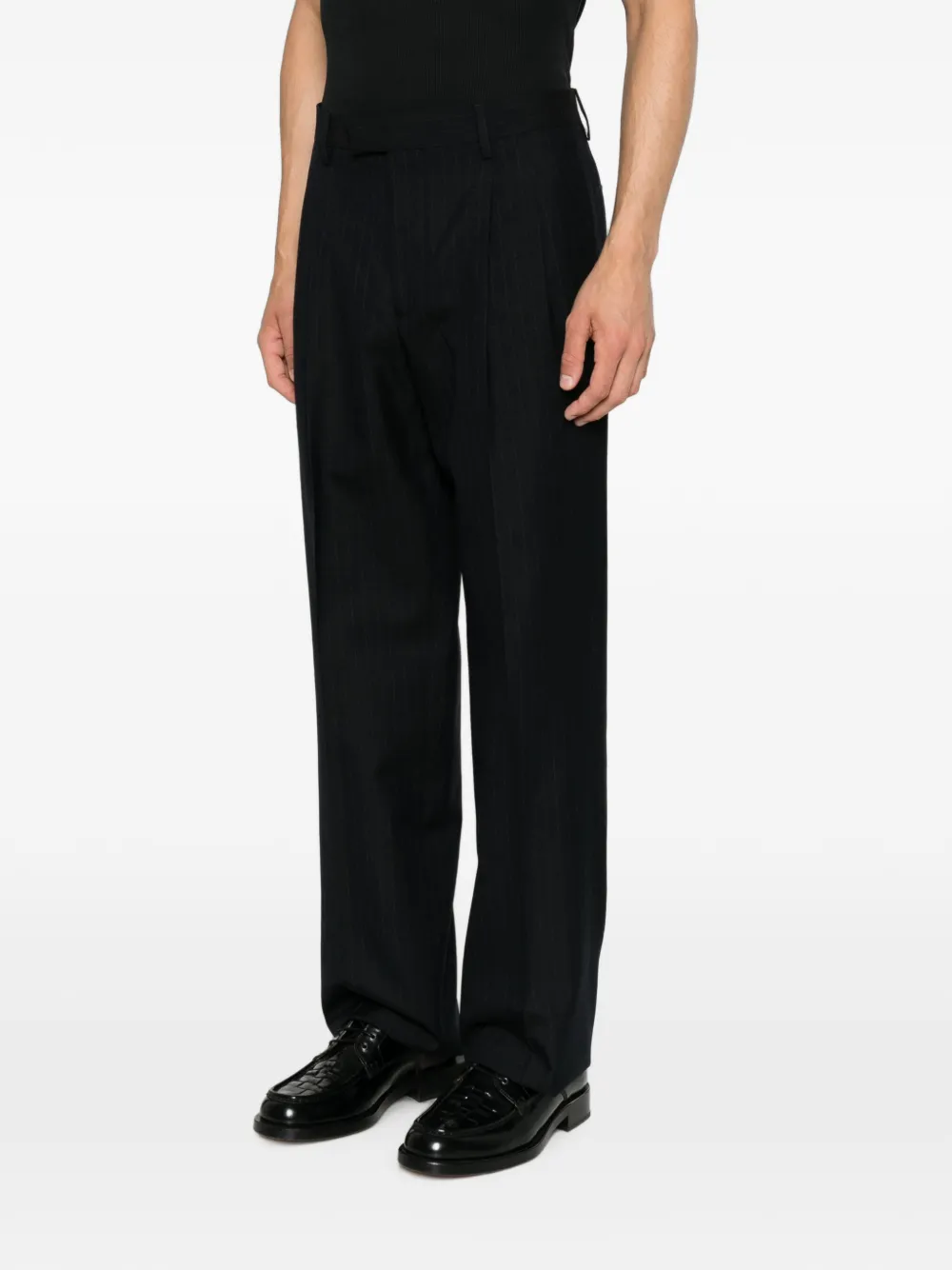 Lardini Geplooide pantalon met krijtstreep Zwart