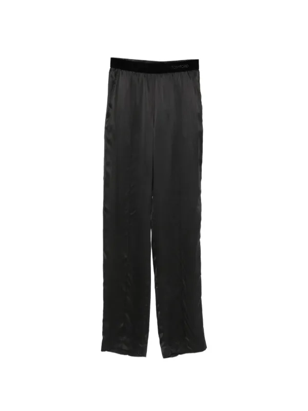 Tom Ford Peach-feel Silk Satin PJ Trousers in Black