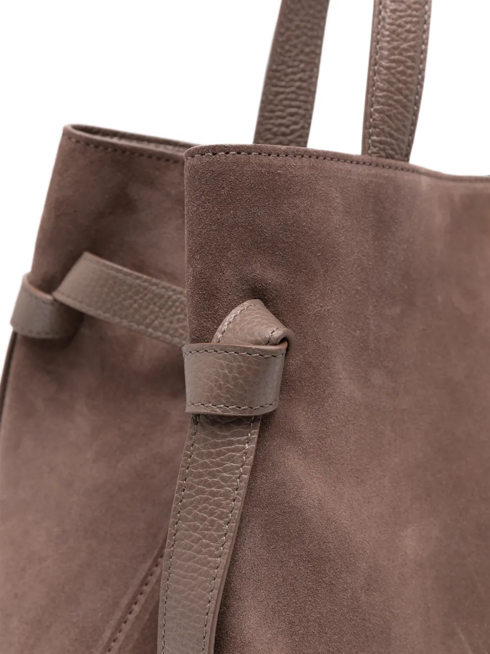 Yuzefi Gyoza suède shopper met geknoopt bandje Bruin