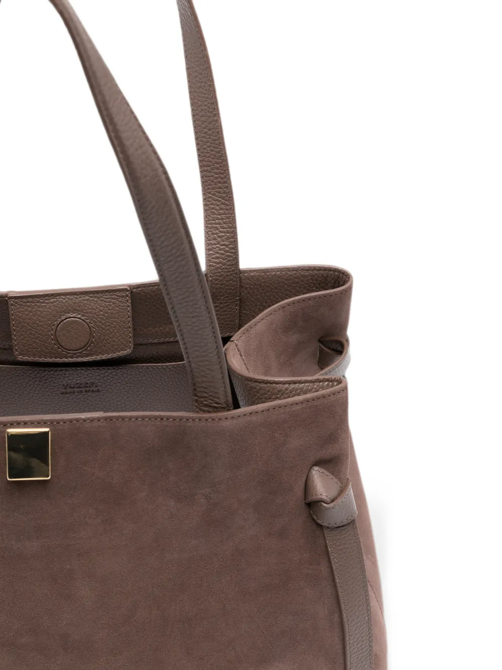 Yuzefi Gyoza suède shopper met geknoopt bandje Bruin