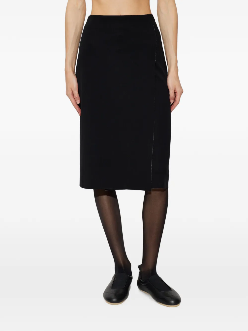 Jil Sander Midi-rok met gerafelde zoom Zwart
