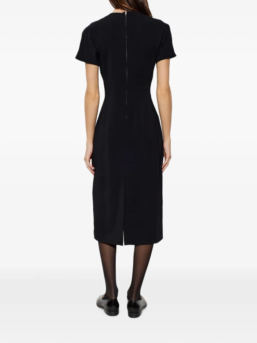 Jil Sander Cady midi-jurk met korte mouwen en ritssluiting Zwart