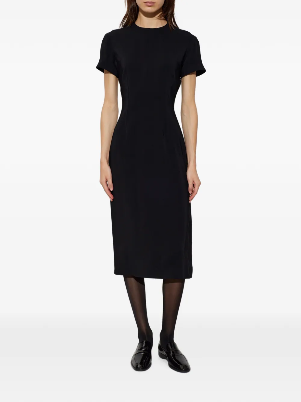 Jil Sander Cady midi-jurk met korte mouwen en ritssluiting Zwart