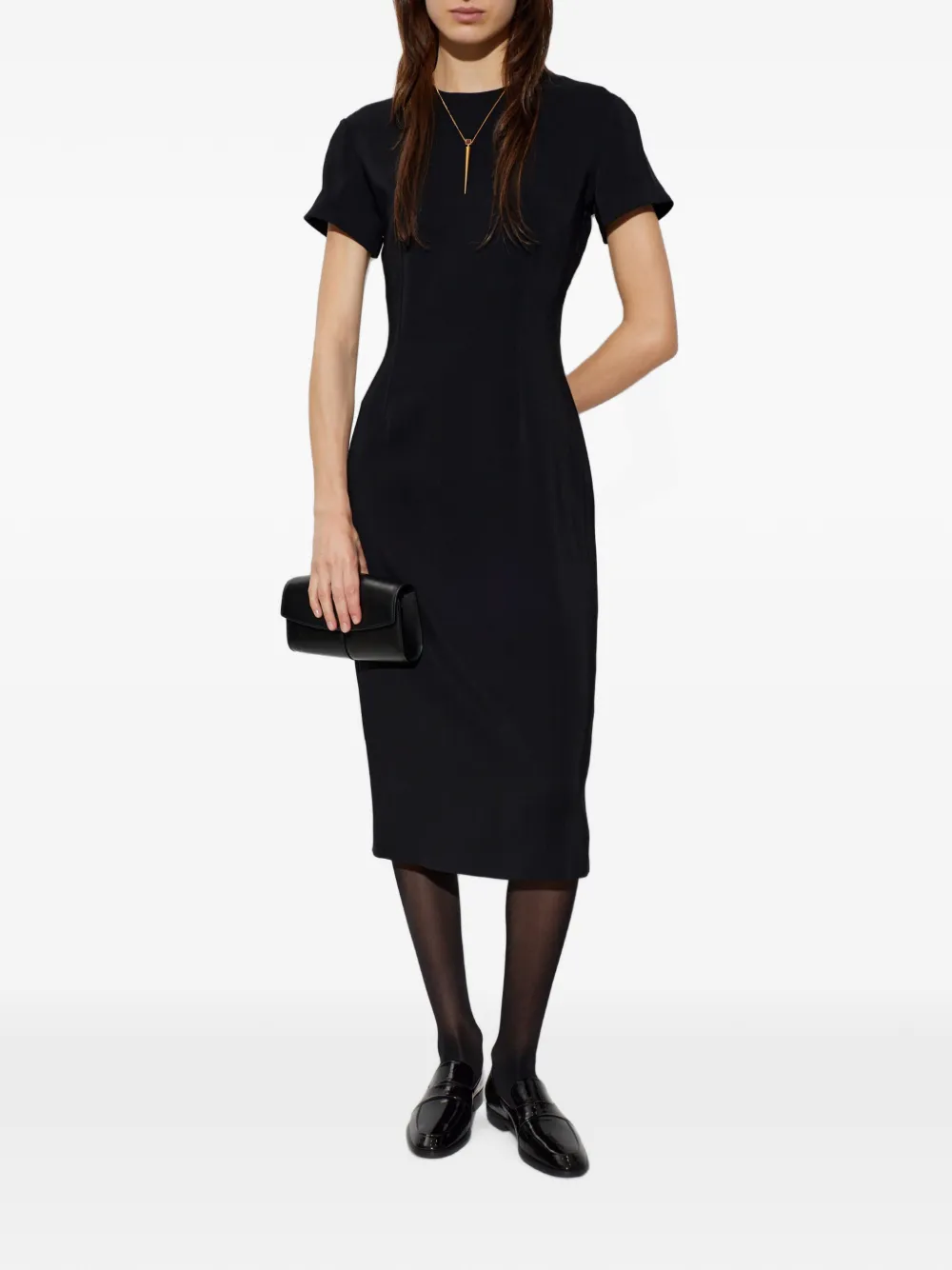 Jil Sander Cady midi-jurk met korte mouwen en ritssluiting Zwart