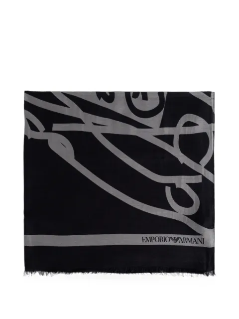 Emporio Armani logo-print frayed scarf