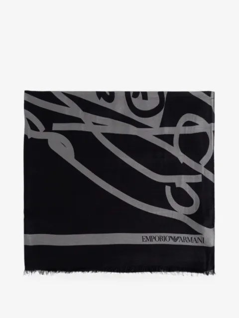 Emporio Armani logo-print frayed scarf