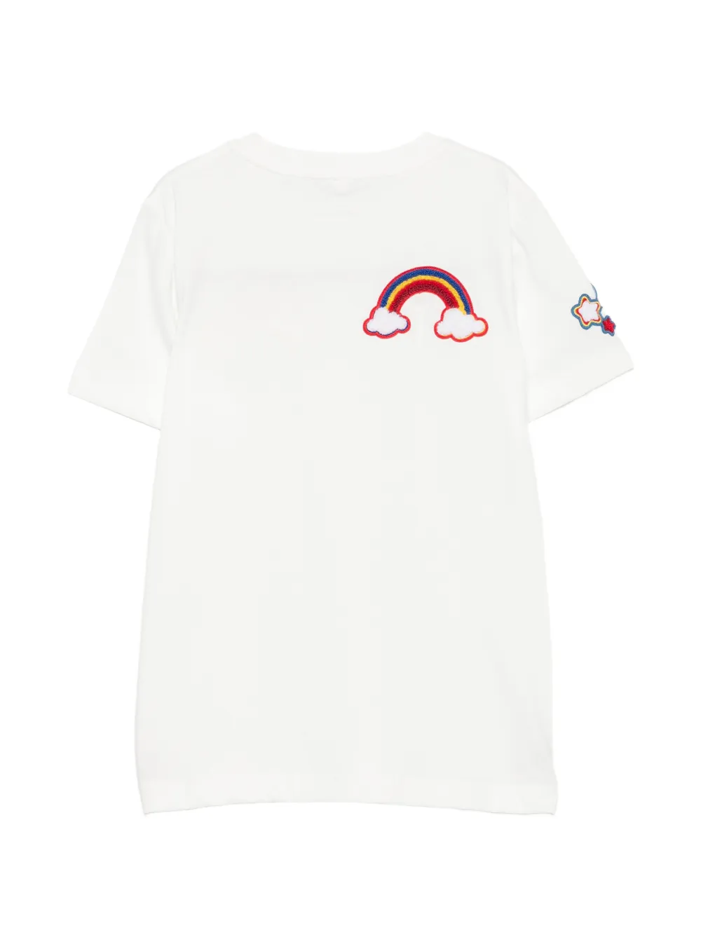 Stella McCartney Kids T-shirt met regenboog-patch en logo-patch Wit