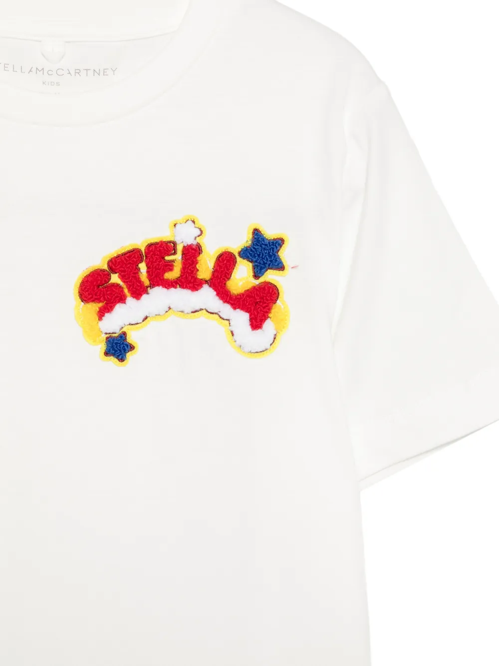 Stella McCartney Kids T-shirt met regenboog-patch en logo-patch Wit