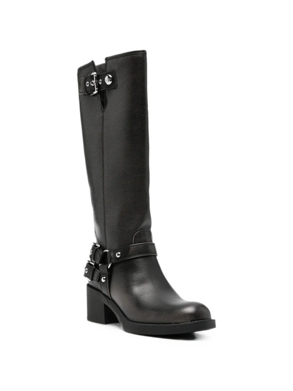 GUESS USA buckle-detail leather knee-high boots Zwart
