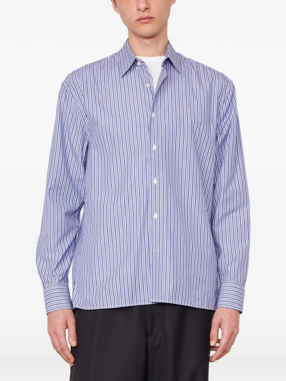 Officine Generale Gad striped long-sleeve shirt - Blu