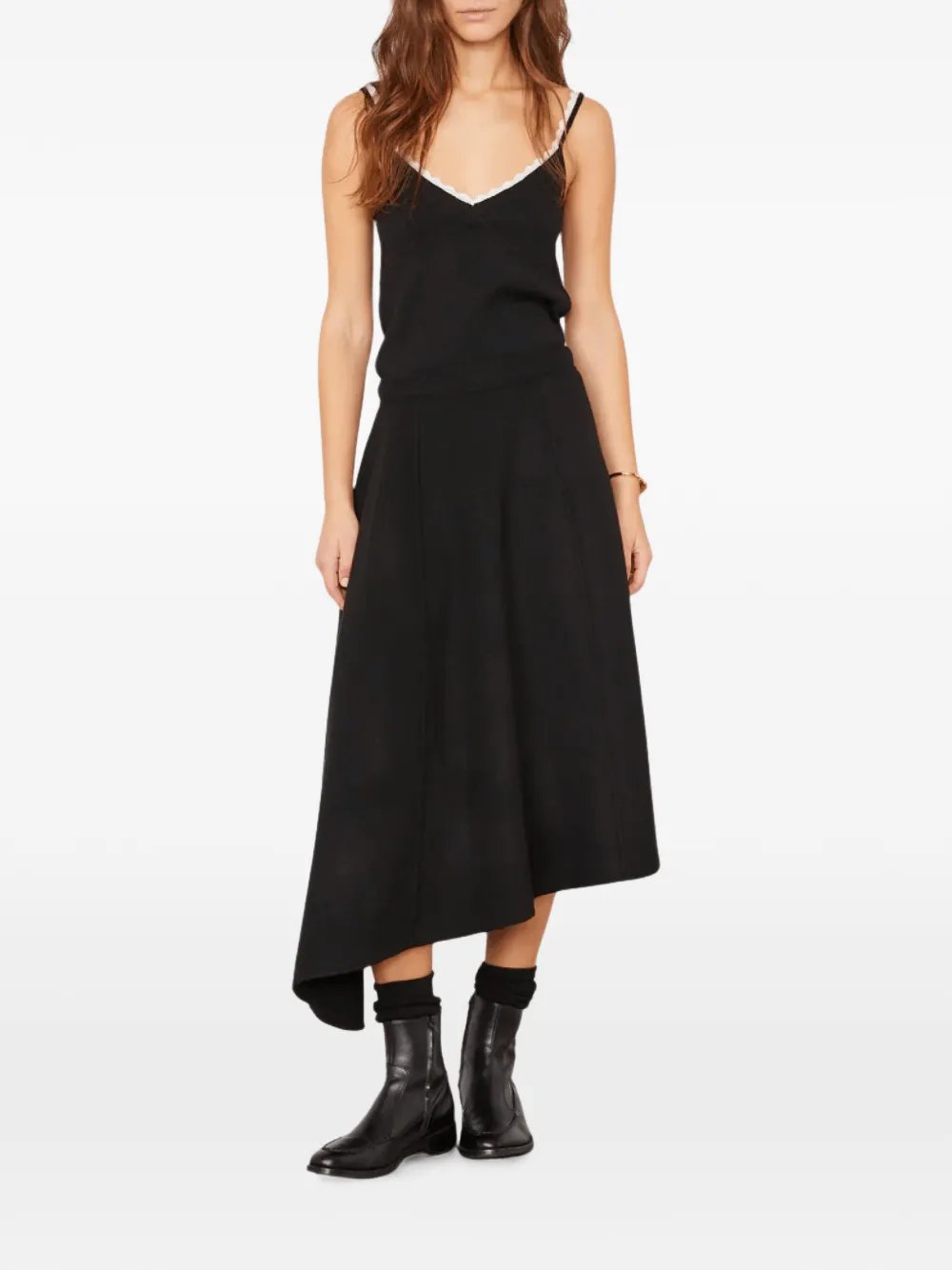 Officine Generale asymmetric panelled midi skirt - Black