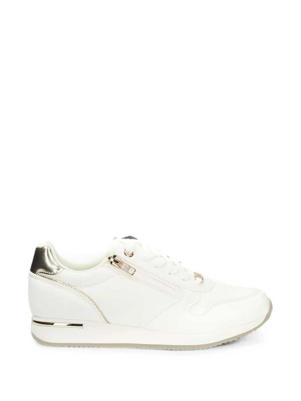 Mexx Zip-detail Metallic-trim Sneakers In White