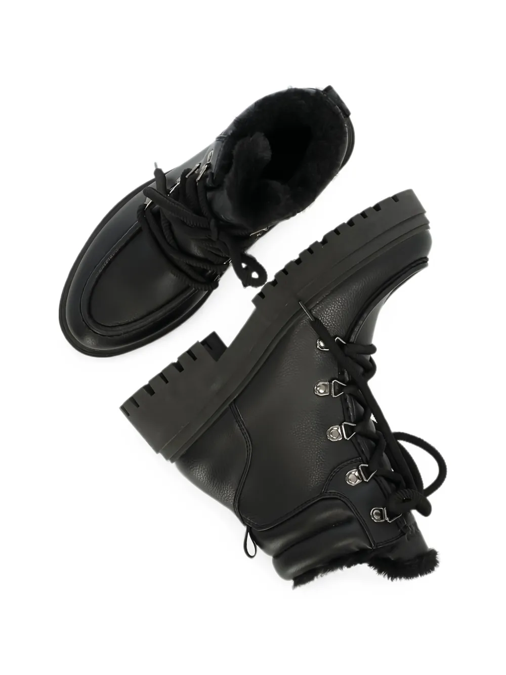 MEXX lace-up shearling boots Zwart
