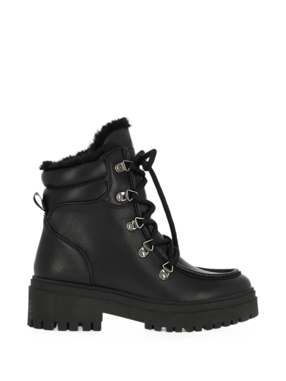 Mexx Lace-up Shearling Boots In Black