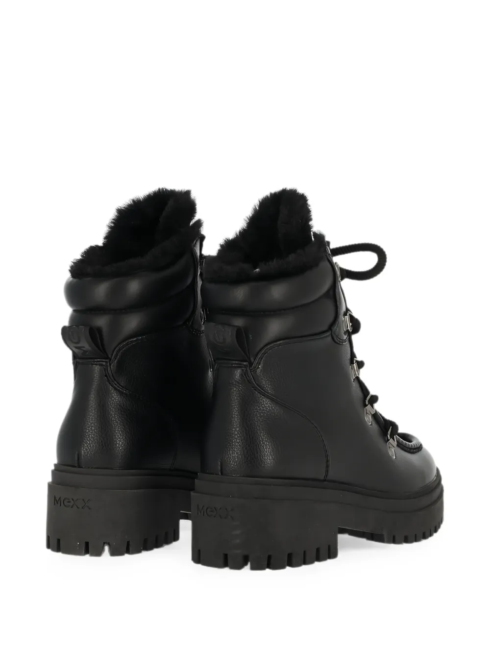MEXX lace-up shearling boots Zwart