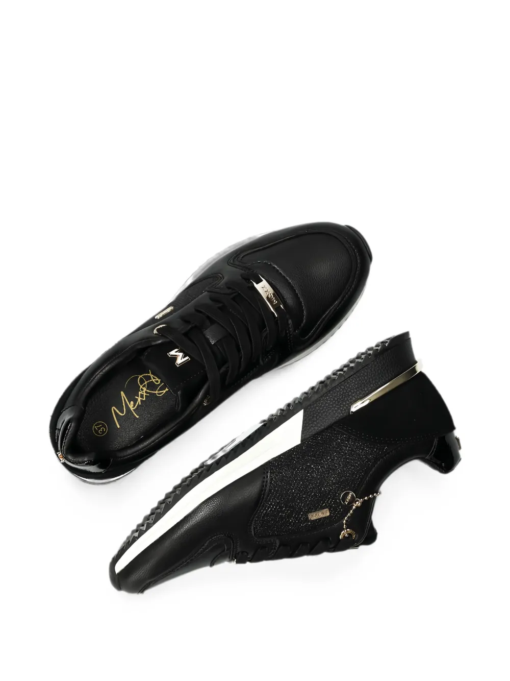 MEXX glitter-panelled charm-detail sneakers Zwart