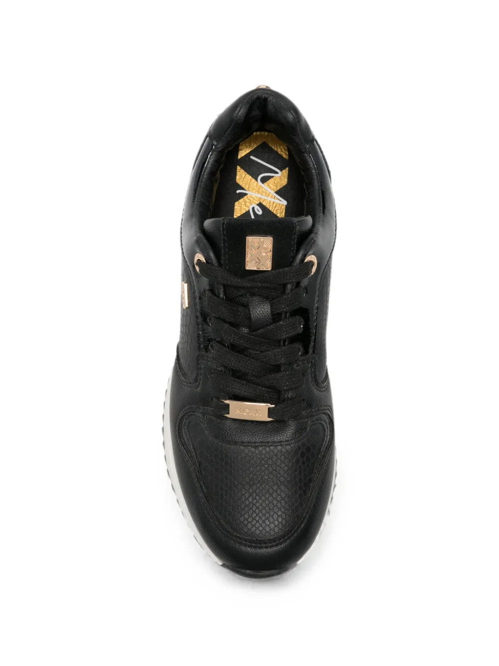 MEXX Fleur snakeskin-effect panelled sneakers Zwart