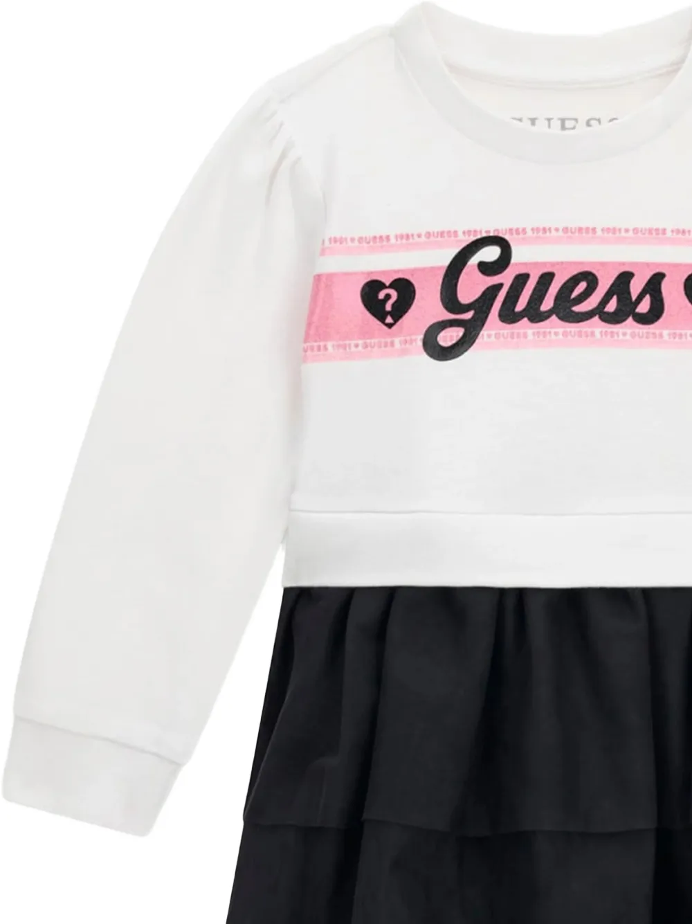 guess kids Jurk met logoprint en ruches Wit