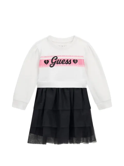 guess kids logo-print ruffled dress