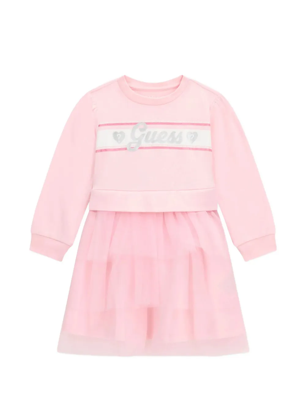 guess kids logo-print tiered dress - Rosa