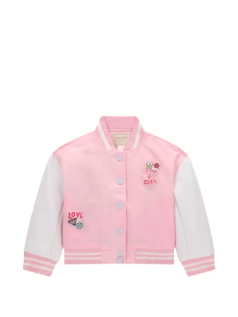 guess kids patch-detail varsity jacket