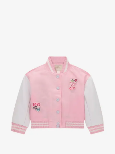 guess kids patch-detail varsity jacket