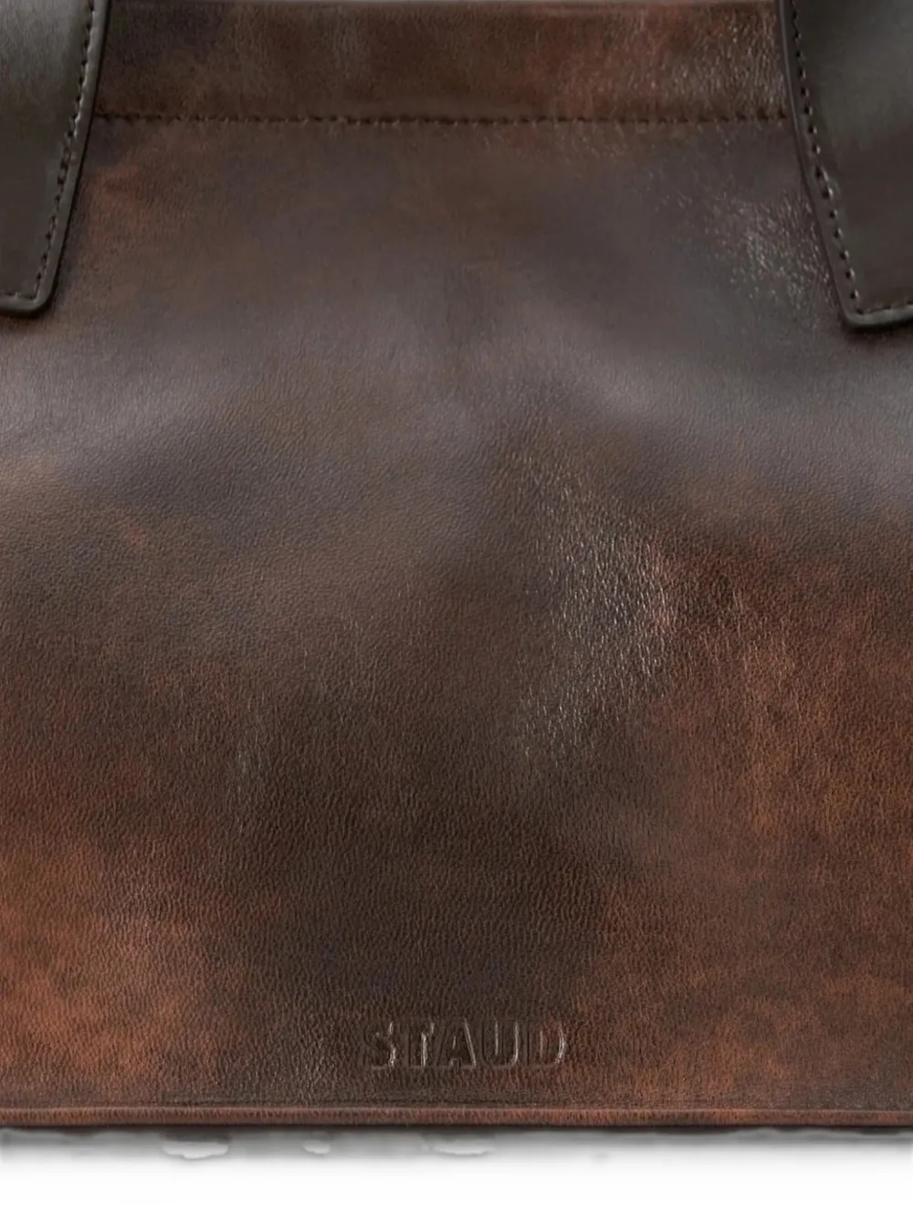 STAUD Port gerafelde leren shopper Bruin