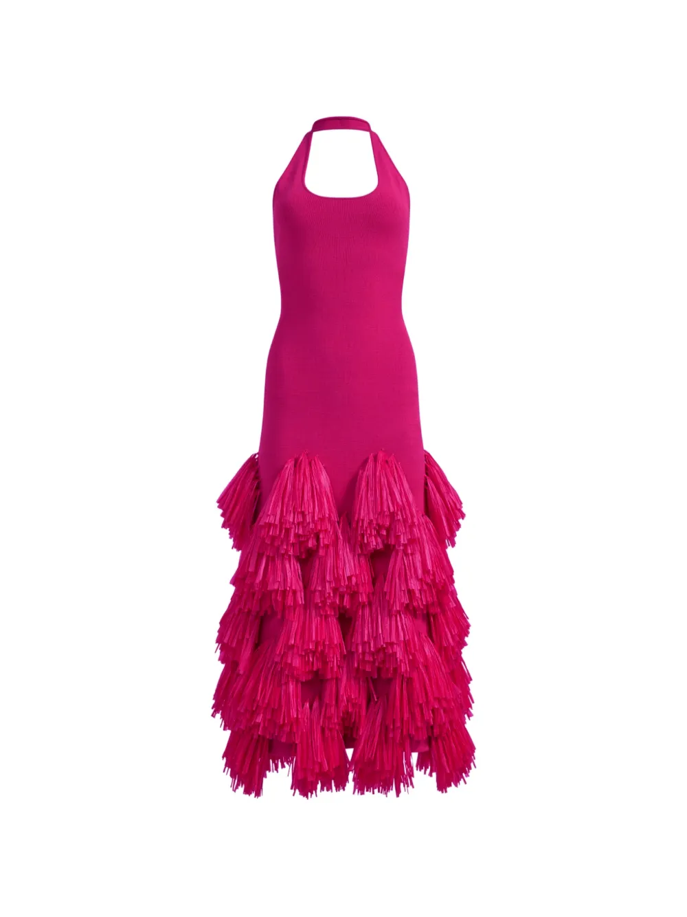 Aje Elva raffia-knit midi dress - Rosa