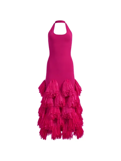 Aje Elva raffia-knit midi dress