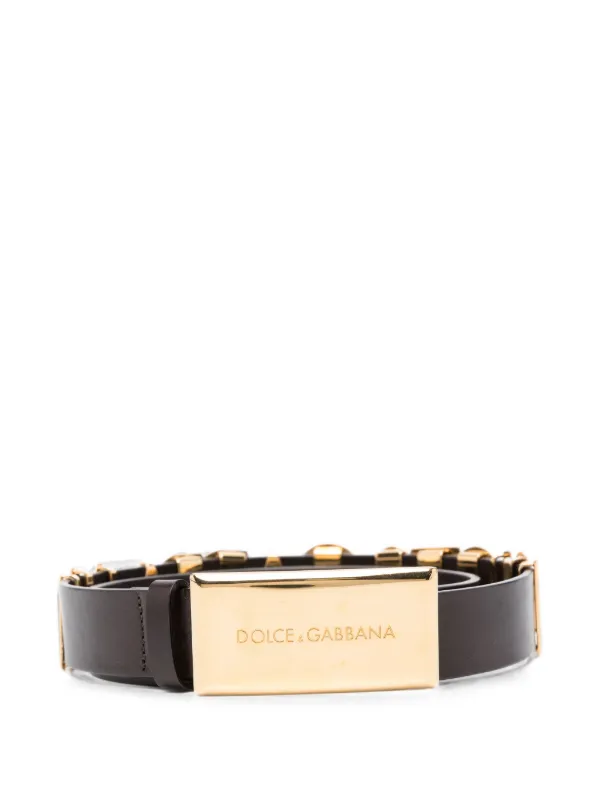 Dolce & Gabbana Pre-owned 2010s Logo Plaque Belt in Brown
