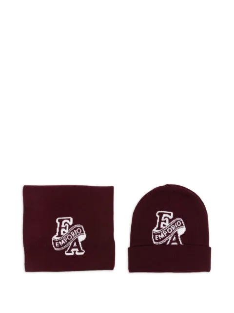 Emporio Armani Kids logo-intarsia beanie hat and scarf set