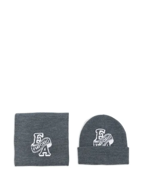 Emporio Armani Kids ensemble bonnet et écharpe à logo intarsia