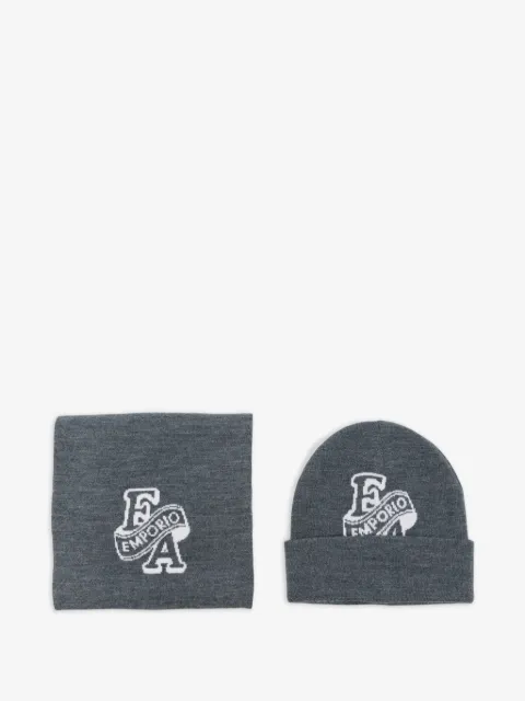 Emporio Armani Kids logo-intarsia beanie hat scarf set