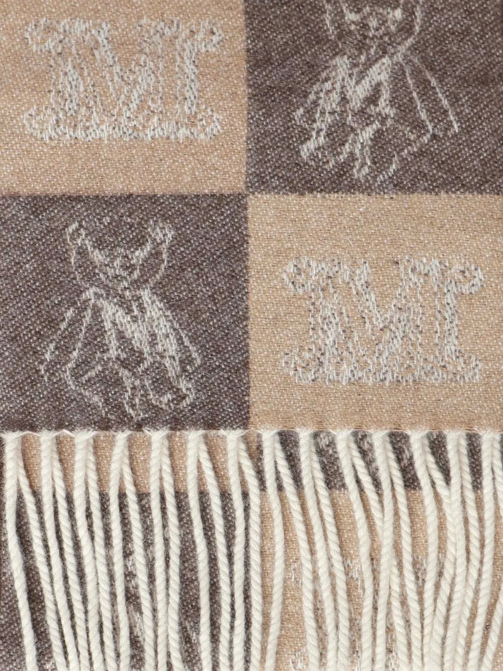 Max Mara monogram-jacquard fringed scarf Bruin
