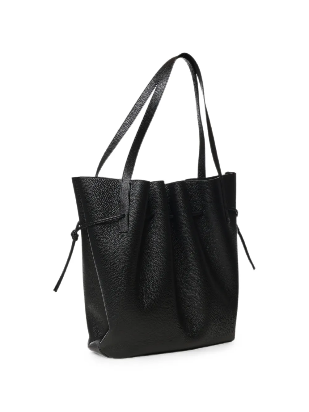Yuzefi Scallop shopper van bewerkt leer Zwart