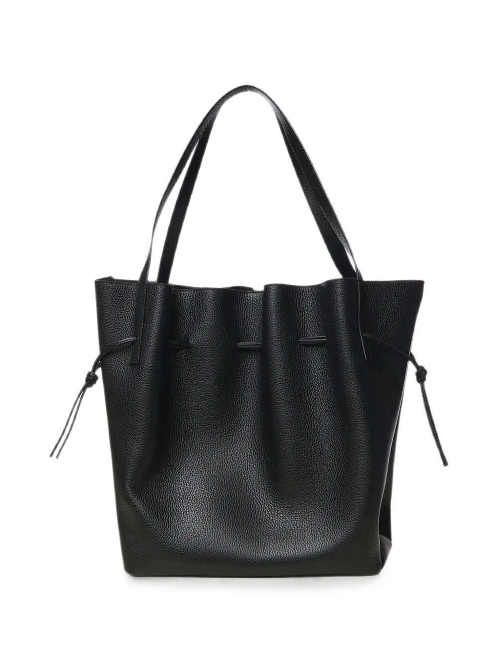 Yuzefi Scallop shopper van bewerkt leer Zwart